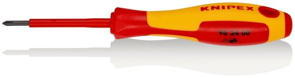 KNIPEX 98 24 00 Schraubendreher für Kreuzschlitzschrauben Phillips® isolierender Mehrkomponenten-Griff, VDE-geprüft brüniert 162 mm
