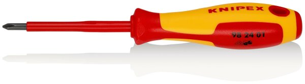 KNIPEX 98 24 01 Schraubendreher für Kreuzschlitzschrauben Phillips® isolierender Mehrkomponenten-Griff, VDE-geprüft brüniert 187 mm
