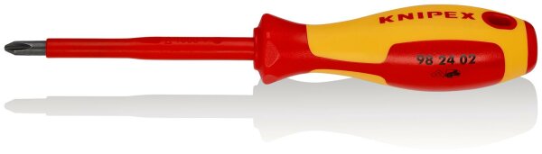 KNIPEX 98 24 02 Schraubendreher für Kreuzschlitzschrauben Phillips® isolierender Mehrkomponenten-Griff, VDE-geprüft brüniert 212 mm