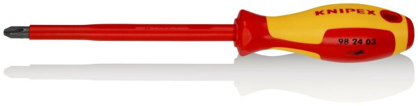 KNIPEX 98 24 03 Schraubendreher für Kreuzschlitzschrauben Phillips® isolierender Mehrkomponenten-Griff, VDE-geprüft brüniert 270 mm