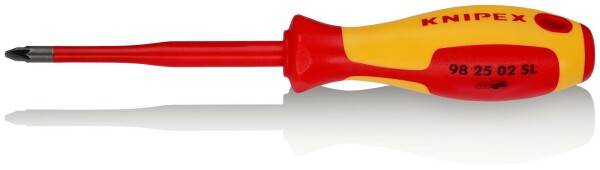 KNIPEX 98 25 02 SL Schraubendreher (Slim) für Kreuzschlitzschrauben Pozidriv® isolierender Mehrkomponenten-Griff, VDE-geprüft brüniert 212 mm