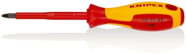 KNIPEX 98 25 02 Schraubendreher für Kreuzschlitzschrauben Pozidriv® isolierender Mehrkomponenten-Griff, VDE-geprüft brüniert 212 mm