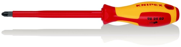 KNIPEX 98 25 03 Schraubendreher für Kreuzschlitzschrauben Pozidriv® isolierender Mehrkomponenten-Griff, VDE-geprüft brüniert 270 mm