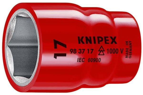 KNIPEX 98 37 12 Steckschlüsseleinsatz für Sechskantschrauben mit Innenvierkant 3/8" 44 mm