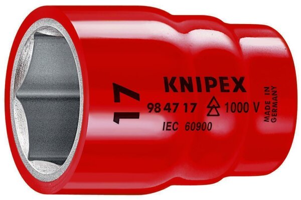 KNIPEX 98 47 24 Steckschlüsseleinsatz für Sechskantschrauben mit Innenvierkant 1/2" 61 mm