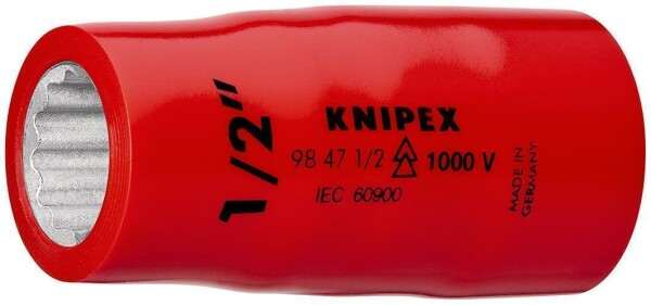 KNIPEX 98 47 9/16" Steckschlüsseleinsatz (Doppel-Sechskant) mit Innenvierkant 1/2" 55 mm
