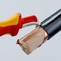 KNIPEX 98 55 Abmantelungsmesser mit Gleitschuh isoliert mit Mehrkomponenten-Hüllen, VDE-geprüft 180 mm