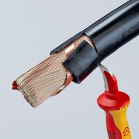KNIPEX 98 55 Abmantelungsmesser mit Gleitschuh isoliert mit Mehrkomponenten-Hüllen, VDE-geprüft 180 mm