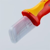 KNIPEX 98 55 Abmantelungsmesser mit Gleitschuh isoliert mit Mehrkomponenten-Hüllen, VDE-geprüft 180 mm