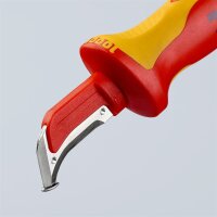 KNIPEX 98 55 Abmantelungsmesser mit Gleitschuh isoliert mit Mehrkomponenten-Hüllen, VDE-geprüft 180 mm