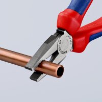 KNIPEX 03 02 160 SB Kombizange mit Mehrkomponenten-Hüllen schwarz atramentiert 160 mm (SB-Karte/Blister)