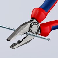 KNIPEX 03 02 180 SB Kombizange mit Mehrkomponenten-Hüllen schwarz atramentiert 180 mm (SB-Karte/Blister)