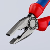 KNIPEX 03 02 180 SB Kombizange mit Mehrkomponenten-Hüllen schwarz atramentiert 180 mm (SB-Karte/Blister)