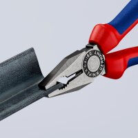 KNIPEX 03 02 180 SB Kombizange mit Mehrkomponenten-Hüllen schwarz atramentiert 180 mm (SB-Karte/Blister)