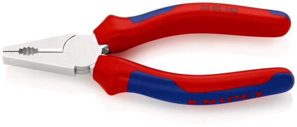 KNIPEX 03 05 140 Kombizange mit Mehrkomponenten-Hüllen verchromt 140 mm