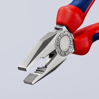 KNIPEX 03 05 180 SB Kombizange mit Mehrkomponenten-Hüllen verchromt 180 mm (SB-Karte/Blister)