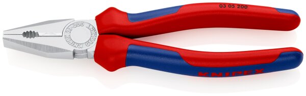 KNIPEX 03 05 200 Kombizange mit Mehrkomponenten-Hüllen verchromt 200 mm