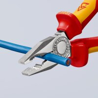 KNIPEX 03 06 180 SB Kombizange isoliert mit Mehrkomponenten-Hüllen, VDE-geprüft verchromt 180 mm (SB-Karte/Blister)