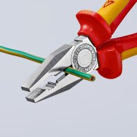 KNIPEX 03 06 200 SB Kombizange isoliert mit Mehrkomponenten-Hüllen, VDE-geprüft verchromt 200 mm (SB-Karte/Blister)