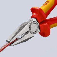 KNIPEX 03 06 200 SB Kombizange isoliert mit Mehrkomponenten-Hüllen, VDE-geprüft verchromt 200 mm (SB-Karte/Blister)