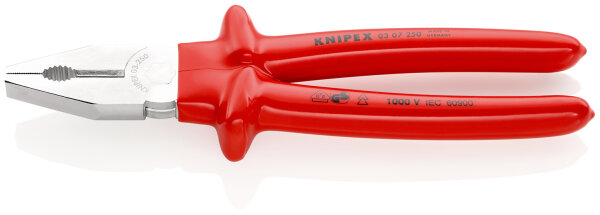 KNIPEX 03 07 250 Kombizange tauchisoliert, VDE-geprüft verchromt 250 mm