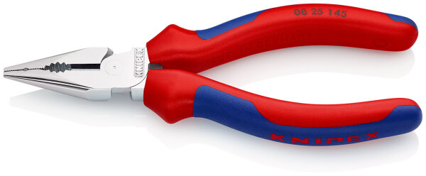 KNIPEX 08 25 145 SB Spitz-Kombizange mit Mehrkomponenten-Hüllen verchromt 145 mm (SB-Karte/Blister)