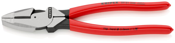 KNIPEX 09 01 240 SB Kraft-Kombizange "Linemans Pliers" amerikanisches Modell mit rutschhemmendem Kunststoff überzogen schwarz atramentiert 240 mm (SB-Karte/Blister)