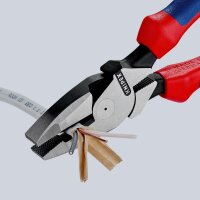 KNIPEX 09 02 240 SB Kraft-Kombizange "Linemans Pliers" amerikanisches Modell mit Mehrkomponenten-Hüllen schwarz atramentiert 240 mm