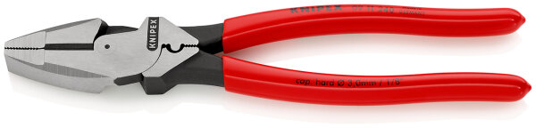 KNIPEX 09 11 240 SB Kraft-Kombizange "Linemans Pliers" amerikanisches Modell mit rutschhemmendem Kunststoff überzogen schwarz atramentiert 240 mm (SB-Karte/Blister)