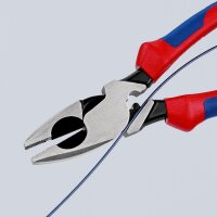 KNIPEX 09 12 240 SB Kraft-Kombizange "Linemans Pliers" amerikanisches Modell mit Mehrkomponenten-Hüllen schwarz atramentiert 240 mm (SB-Karte/Blister)