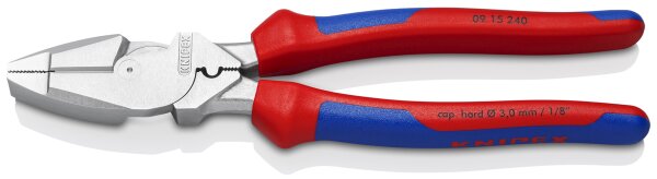 KNIPEX 09 15 240 Kraft-Kombizange "Linemans Pliers" amerikanisches Modell mit Mehrkomponenten-Hüllen verchromt 240 mm