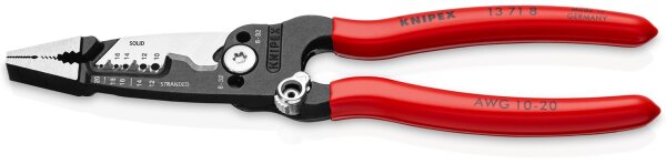 KNIPEX 13 71 8 WireStripper Multifunktions-Elektrikerzange amerikanisches Modell mit Kunststoff überzogen schwarz atramentiert 200 mm